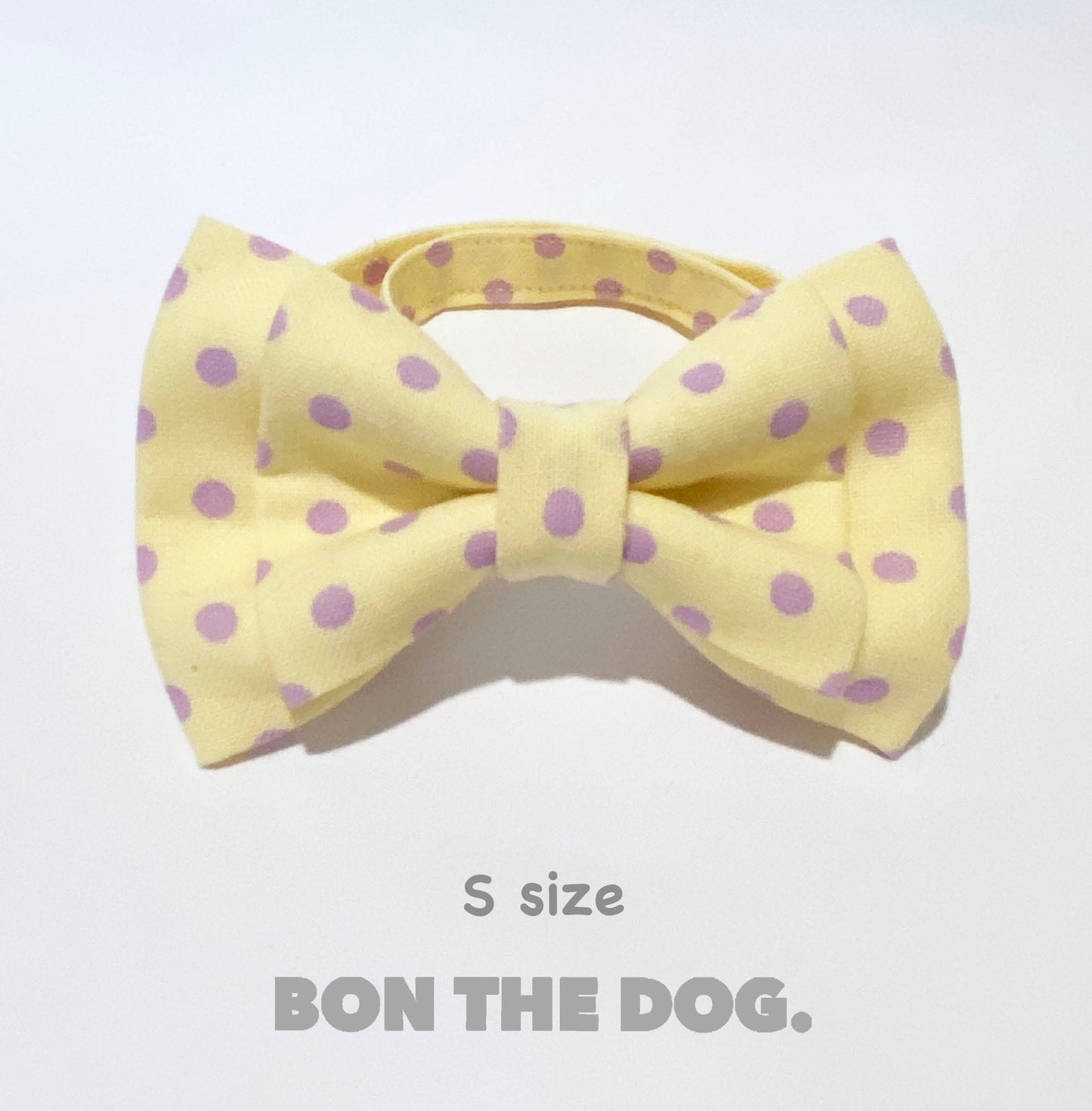 ぼんぼん蝶ネクタイ ドット きいろ×むらさき Sサイズ