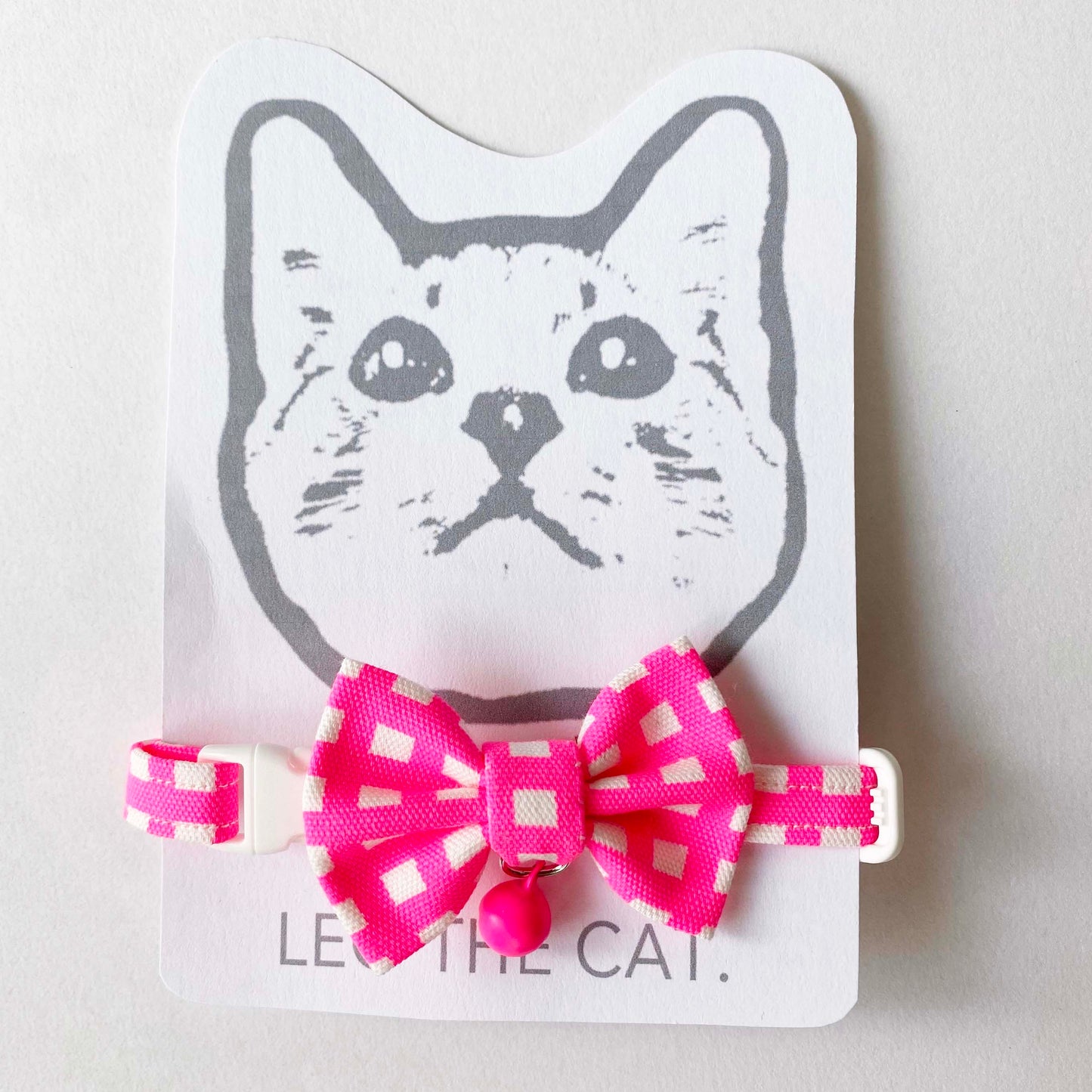 にゃんこ様用 蝶ネクタイ ネオン チェック ピンク