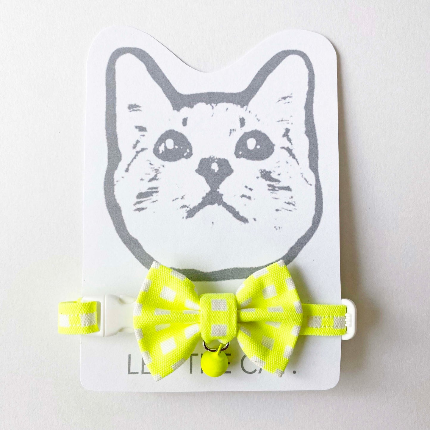 にゃんこ様用 蝶ネクタイ ネオン チェック きいろ