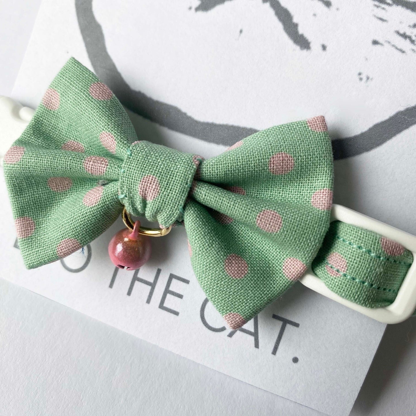 にゃんこ様用 蝶ネクタイ カラフルドット柄 みどり