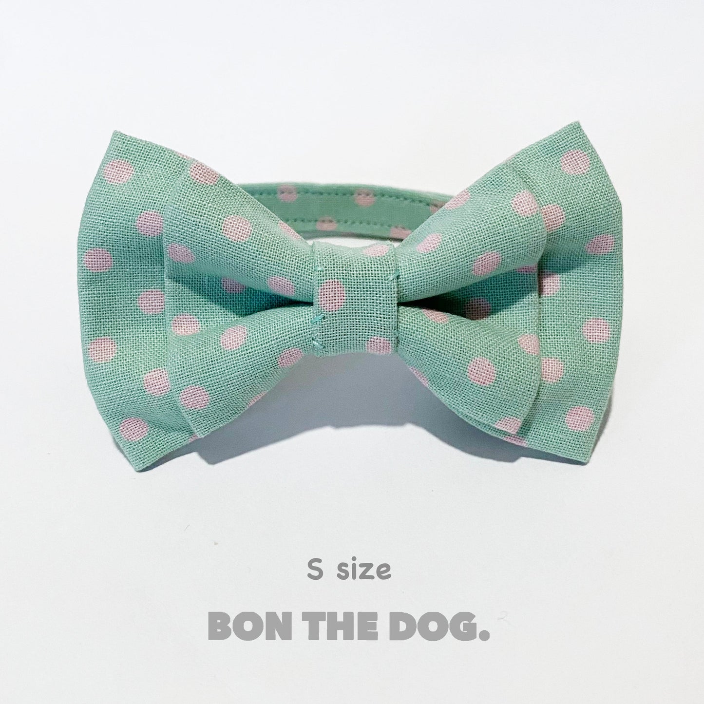 ぼんぼん蝶ネクタイ ドット みどり×ピンク Sサイズ