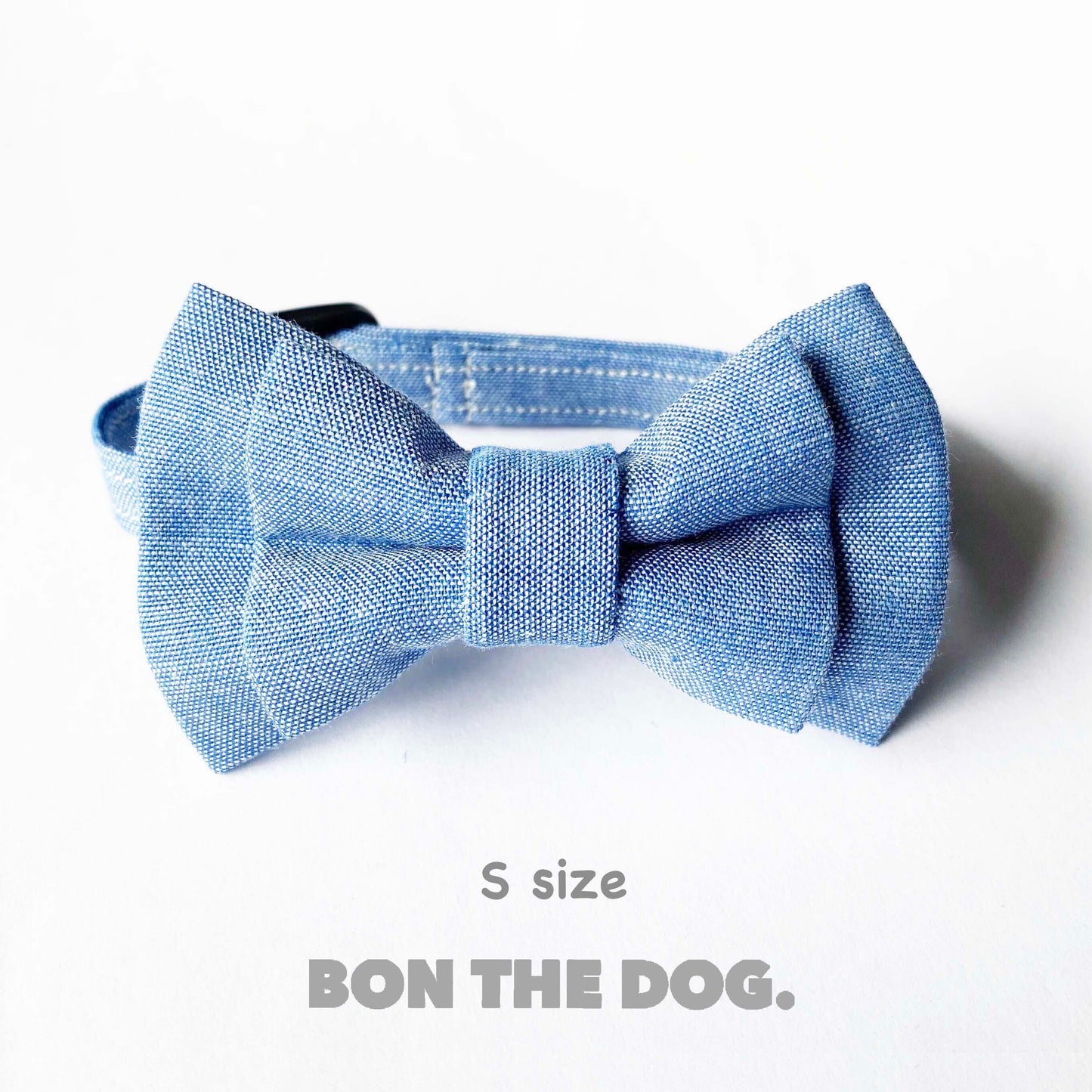 ぼんぼん蝶ネクタイ チェック 無地 ブルー Sサイズ